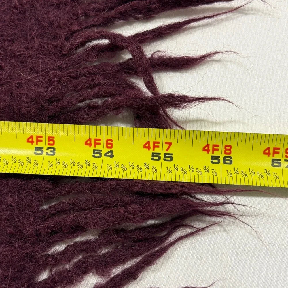 Noble Excellence Alpaca Wool Throw Blanket Burgundy Fringe Made in Peru 46x56